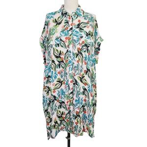 NEW Lost + Wander‎ Shirt Dress Dress M/L Multi Floral Tropical Hawaiian Cover-Up